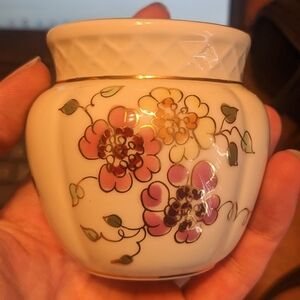 Vintage Zsolnay Pecs Hand painted Ceramic Miniature Vase/Cachet Pot
